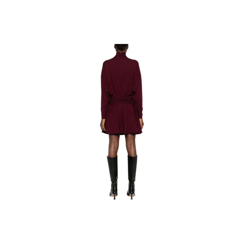 PINKO Long Sleeved Dress Women's Burgundy-2