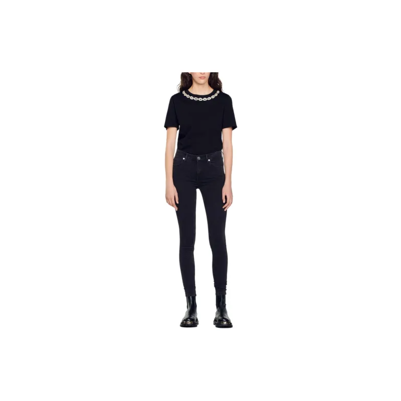 Sandro Slim Jeans With Regular Waist Jeans Women's Black-1