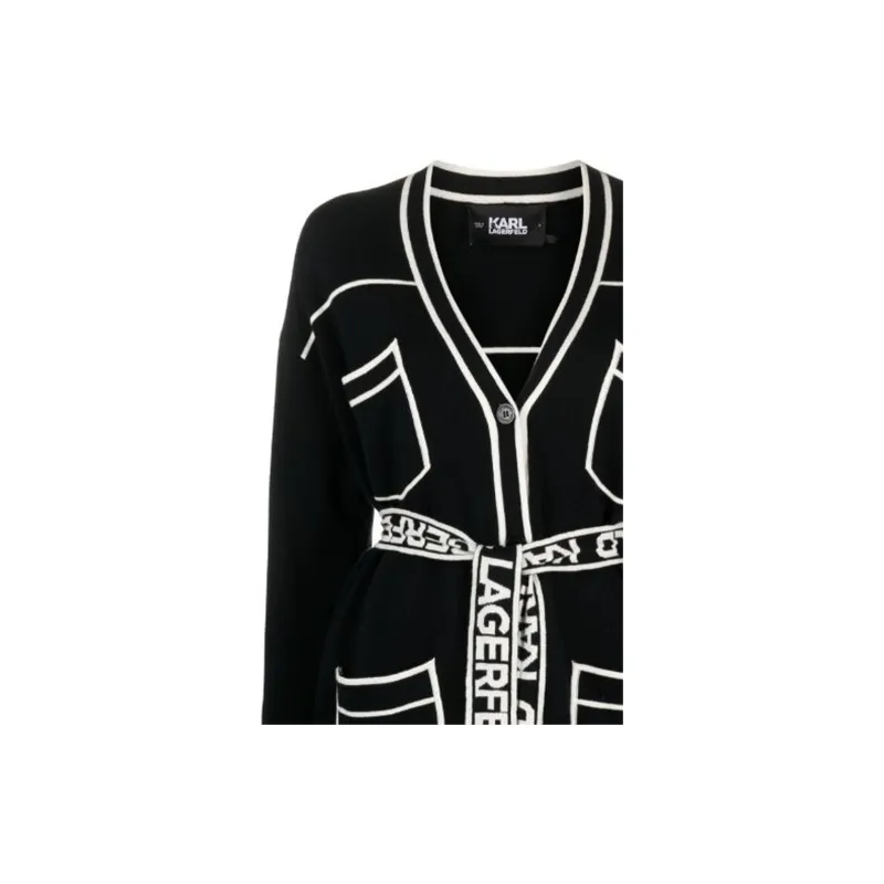 KARL LAGERFELD / Karl Lagerfeld Jeans Logo print Belted Cardigan-4