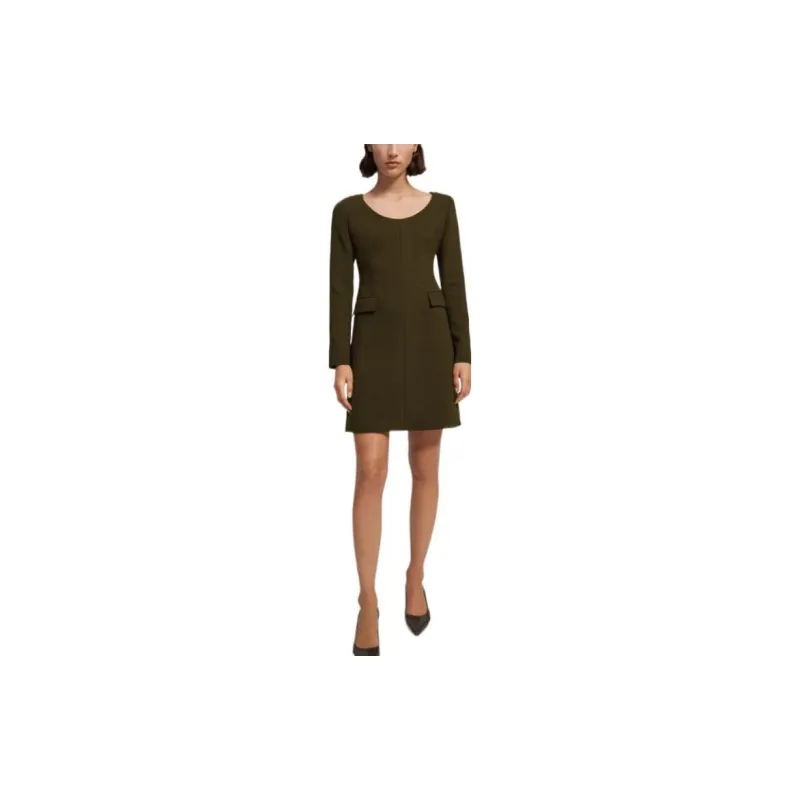 THEORY Long-Sleeved Dresses Women's Brown Green-1