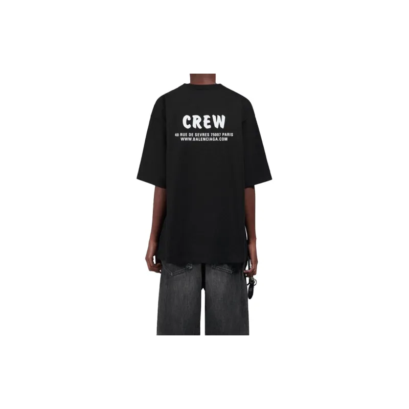 Balenciaga Drop Shoulder Sleeve T Shirt Women's Black-3