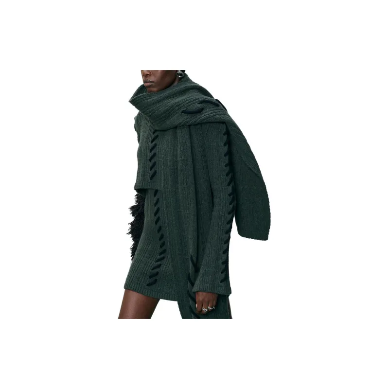 ZARA Long-Sleeved Dresses Women's Green-4