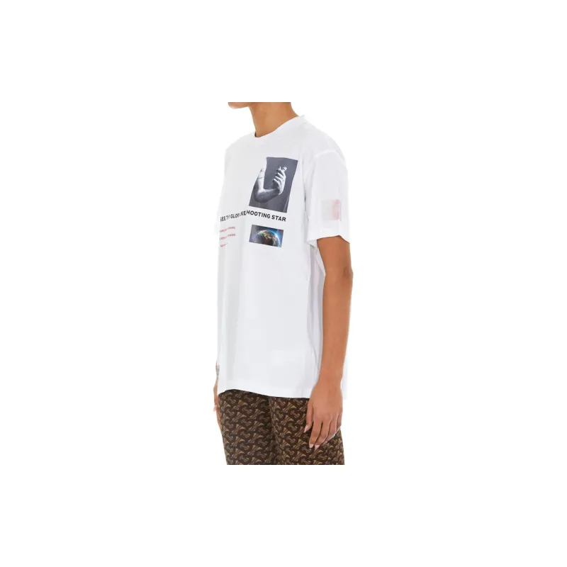 Burberry Women's Montage Print Cotton Short-Sleeve T-shirt White-3