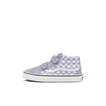 Vans SK8 Anti Slip Wear Resistant Mid Top Skateboard Shoes Taro Purple Children Aged 3 7 Years Old