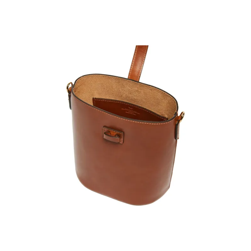MaxMara Tanned Leather Bucket Bags Shoulder Bag Crossbody Bag Small Size Women's Brown-5