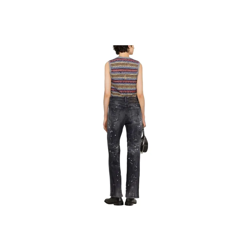 DSQUARED 2 Distressed Paint Splattered Bootut Jeans-2
