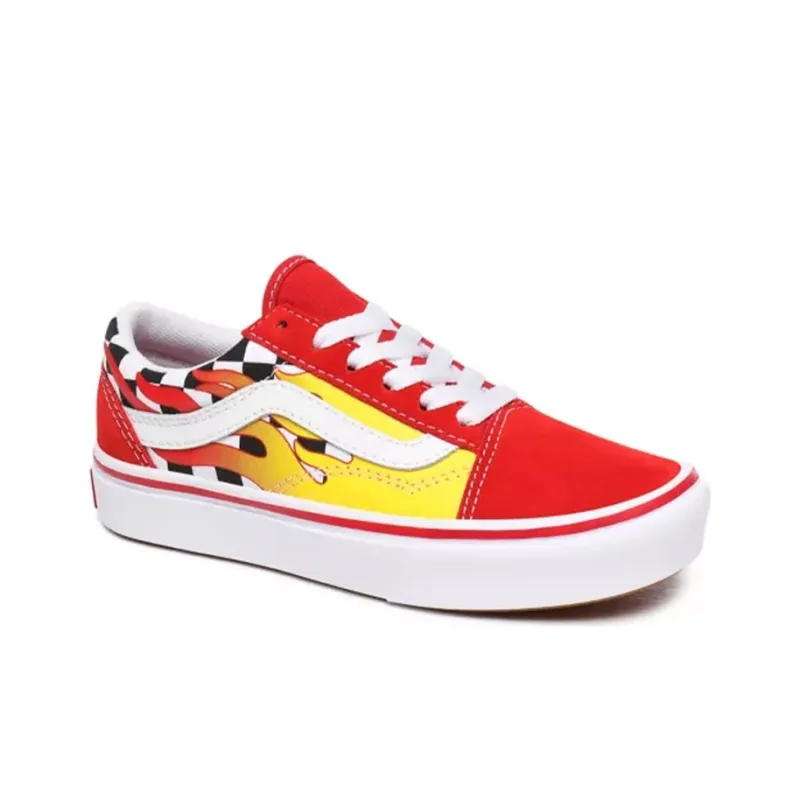 Vans Comfycush Anti Slip Wear Resistant Low Top Skateboard Shoes Flame Teenagers-2