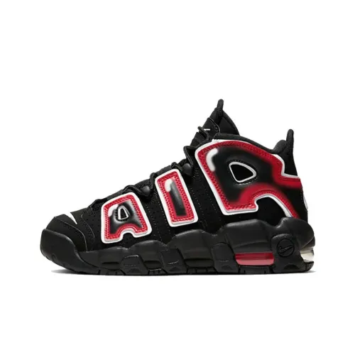 Nike Air More Uptempo Black White Laser Crimson GS