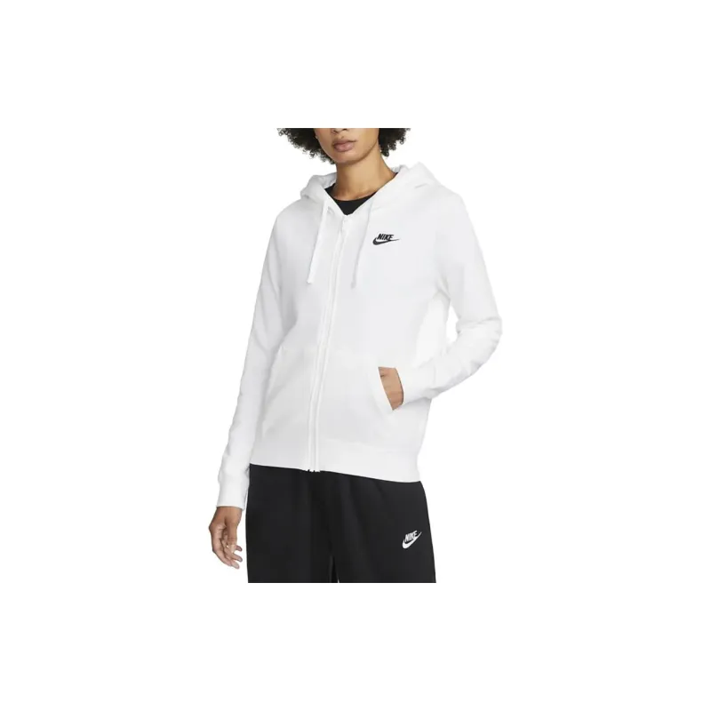 Nike Sportswear Women's Club Fleece Full Zip Hoodie White/Black-2
