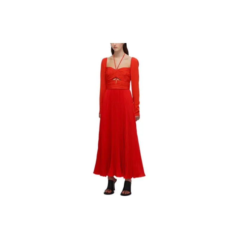 Self portrait SS22 Long Sleeved Dresses Women's Garnet Red-1