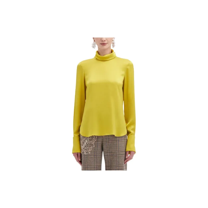 Oscar De La Renta Mock Neck Satin Blouse-3