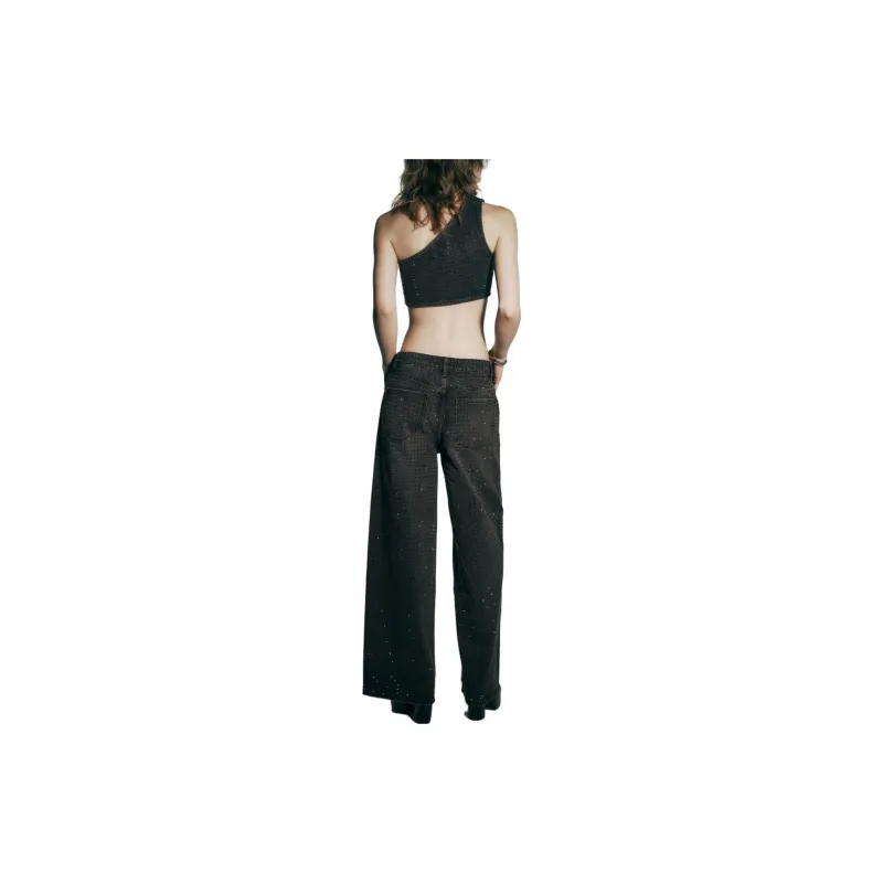 ZARA Crop Tops Women's Black-2