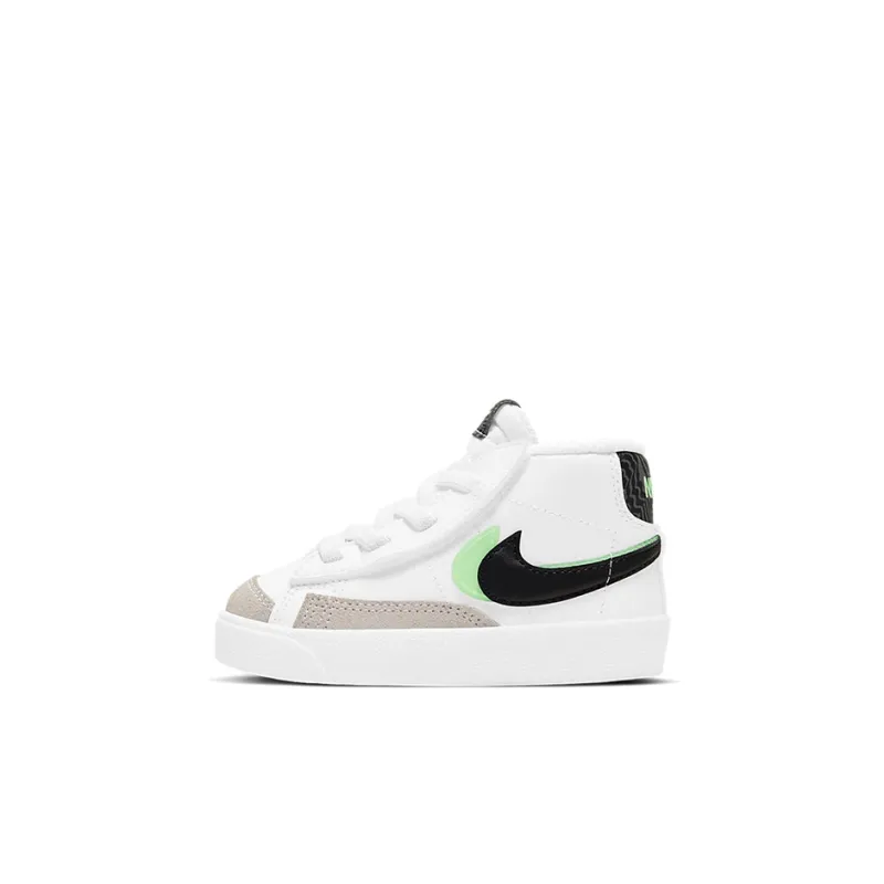 Nike Blazer 77 SE Mid Top Skateboard Shoes Black White Green Infant And Toddler-0