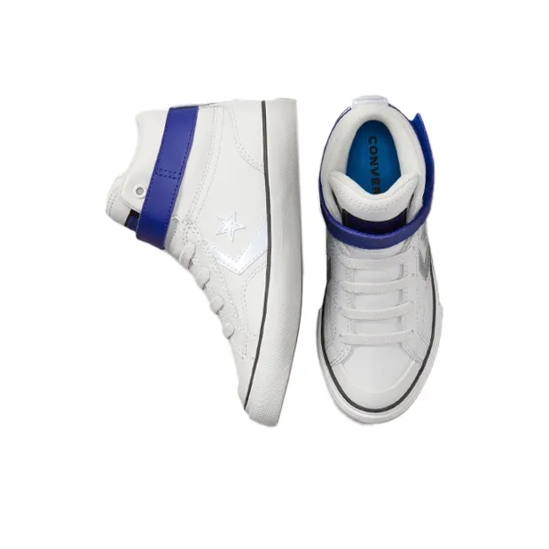 Converse Pro Blaze Strap Anti Slip Wear Resistant High Top Skateboard Shoes Silver Gray Teenagers-3