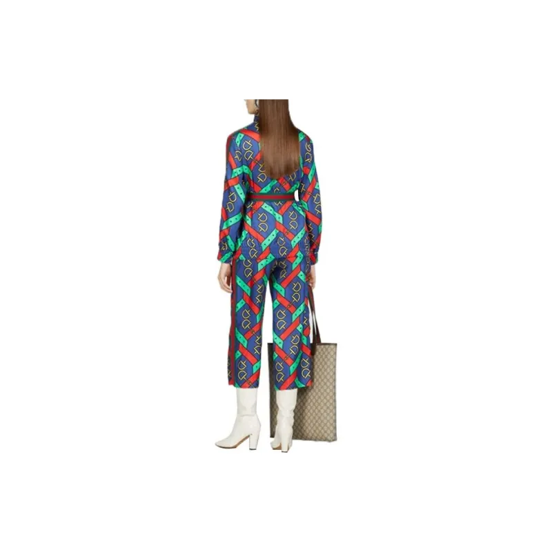 GUCCI High Neck Horsebit Strap Printed Jacket-2