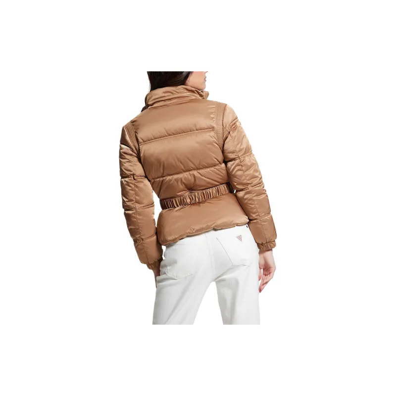 GUESS Eco Lucia Belt Bag Puffer Jacket Jackets Coats Women's Brown-1