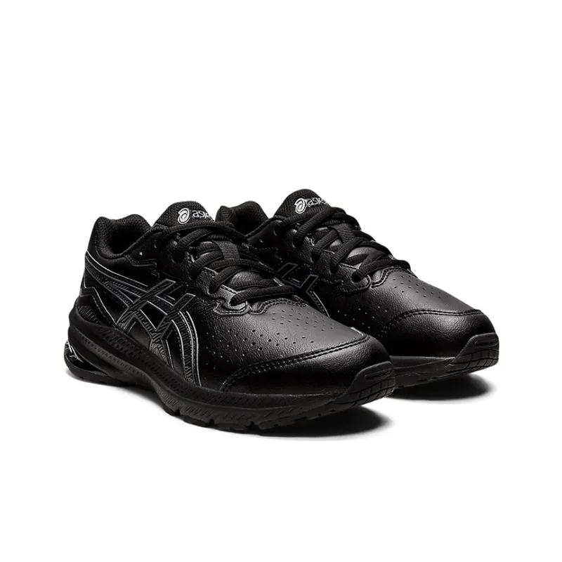 Asics GT 1000 Leather 2 Cushioning Wear Resistant Low Top Kids' Running Shoes Black Teenagers-2