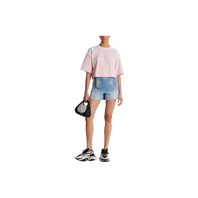 BALMAIN Logo buttons Denim Shorts-2