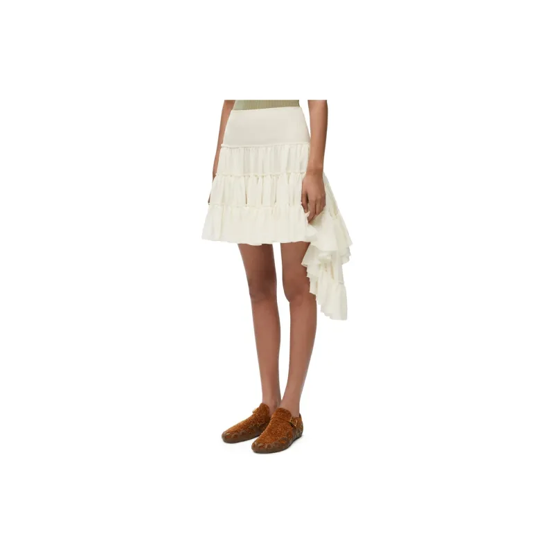 LOEWE Ruffled Asymmetric Miniskirt-4