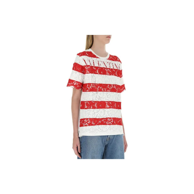 Valentino T-Shirts Women's Red White-2