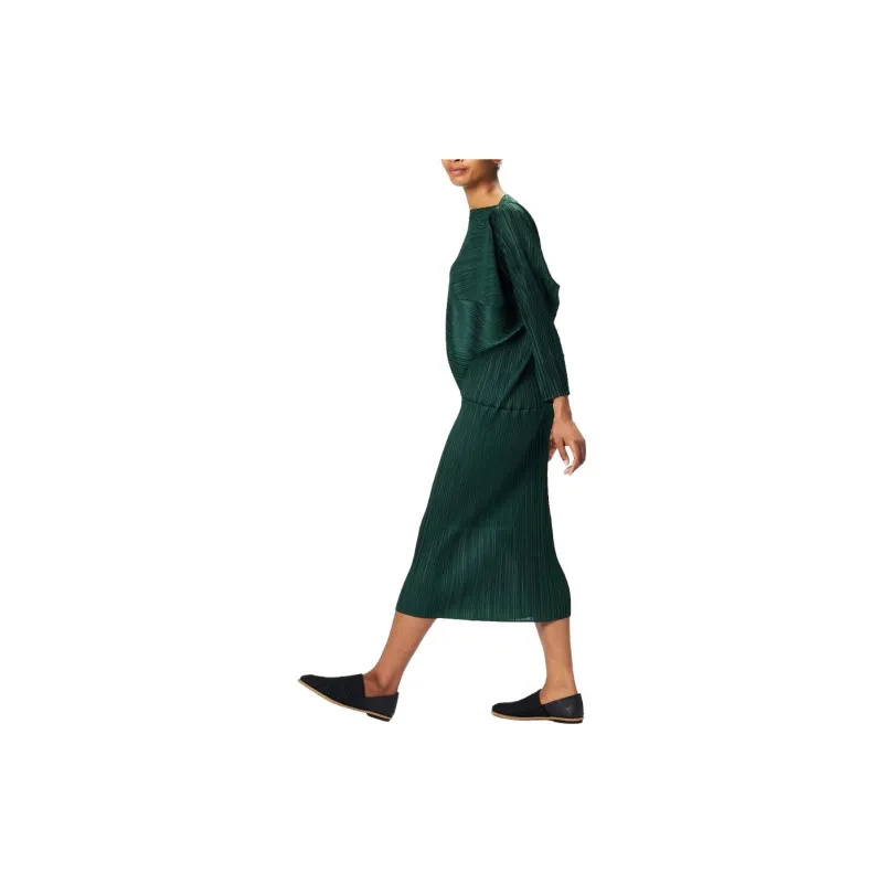 ISSEY MIYAKE Long-Sleeved Dresses Women's Green-3