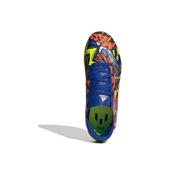 Adidas Messi Messi 19.4 Fxg Slip Resistant Low Top Soccer Shoes Blue Red Yellow Kids'-4