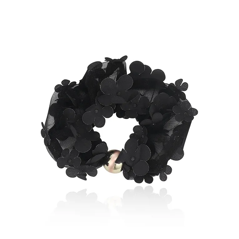 Yiru Fabric Beads Hair Tie Rubber Band Women's-0