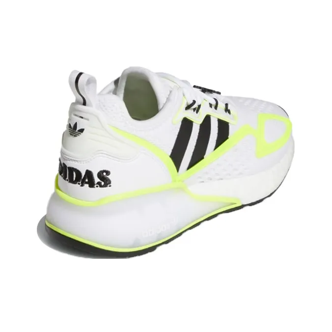 Adidas Originals ZX 2K Boost J Abrasion Resistant Kids Lifestyle Shoes White Yellow Teenagers-3