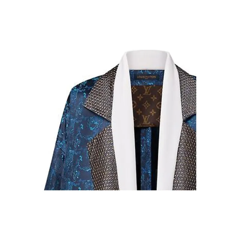 LOUIS VUITTON Embroidered Trim Abstract Jacquard Robe Jacket-3