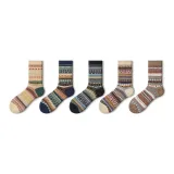 Double-Needle Ethnic Style Crew Socks B