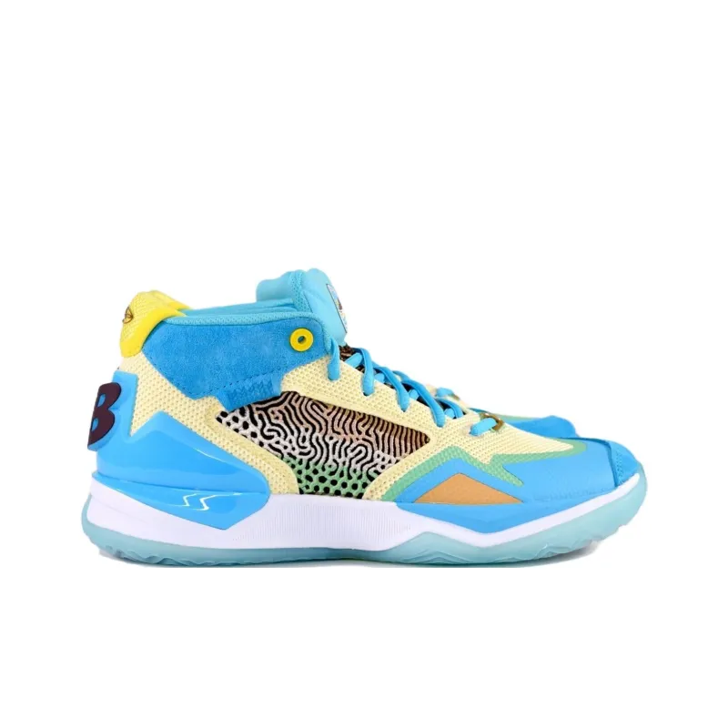 New Balance Kawhi 1 Slip Resistant Mid Top Children's Basketball Shoes Blue Yellow Teenagers-1