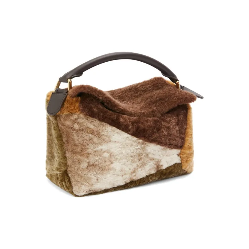 LOEWE Puzzle Shearling Handbag Shoulder Bag Crossbody Bag Small Size Women's Multicolor-1