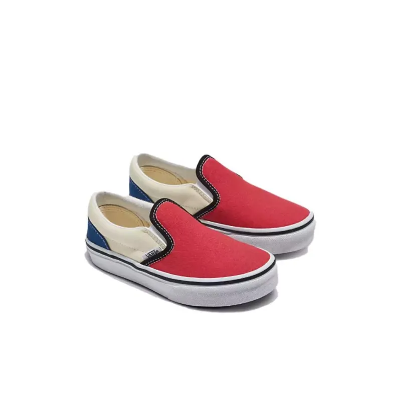 Vans Slip-on Anti-Slip Wear-Resistant Low-Top Kids' Skateboarding Shoes White Red Kids'-1