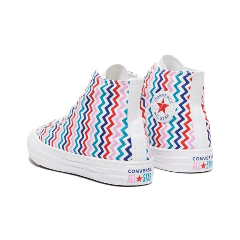 Converse VLTG Chuck Taylor All Star Slip Resistant High Top Kids Canvas Shoes White Multicolor Stripes Teenagers-3
