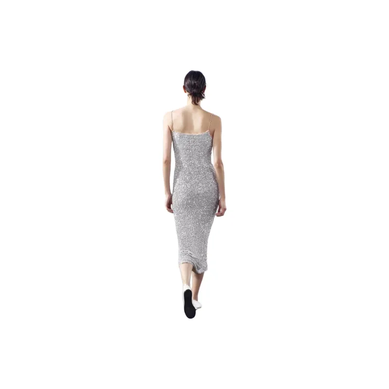 ZARA Slip Dresses Women's Silver-4