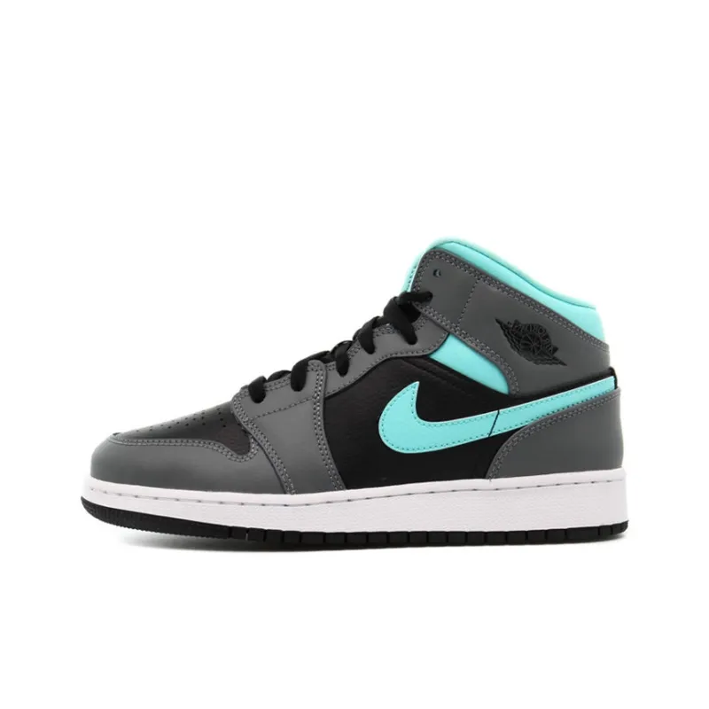 Jordan 1 Mid GS Grey Aqua-0