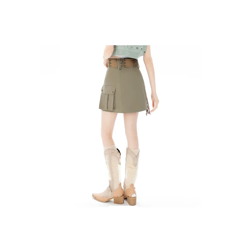 EPTISON WOMAN Cargo Short Skirts Women's Khaki Green-4