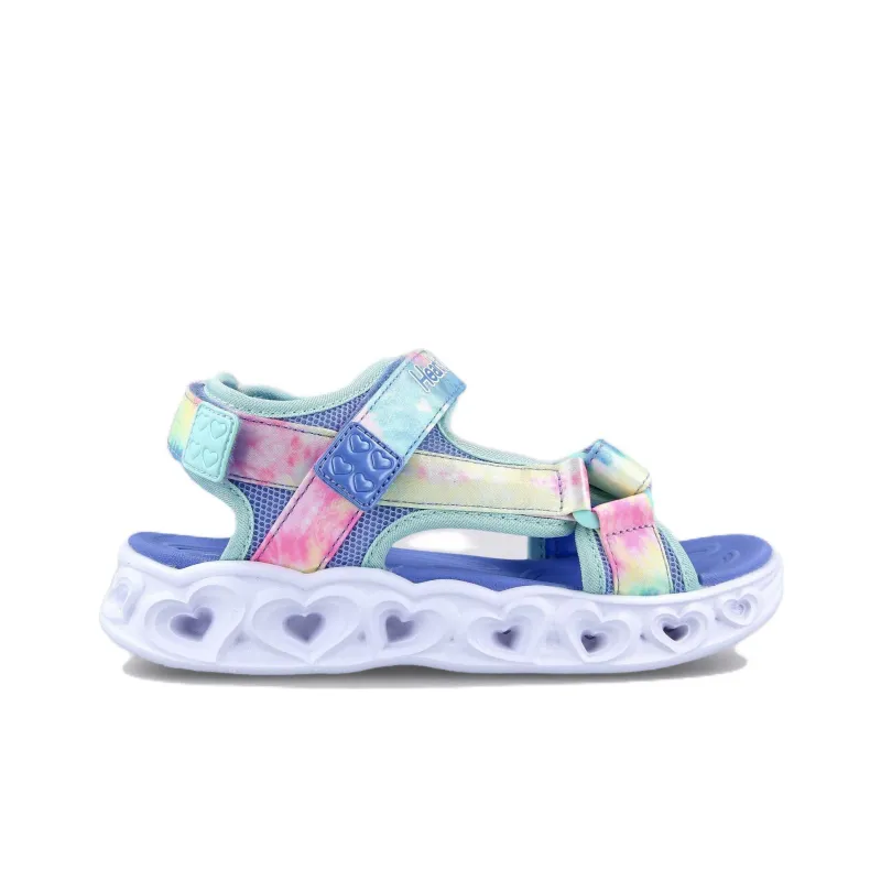 Skechers Heart Lights Sandals Anti Slip Wear Resistant Children's Sandals Blue Multicolor Teenagers-1