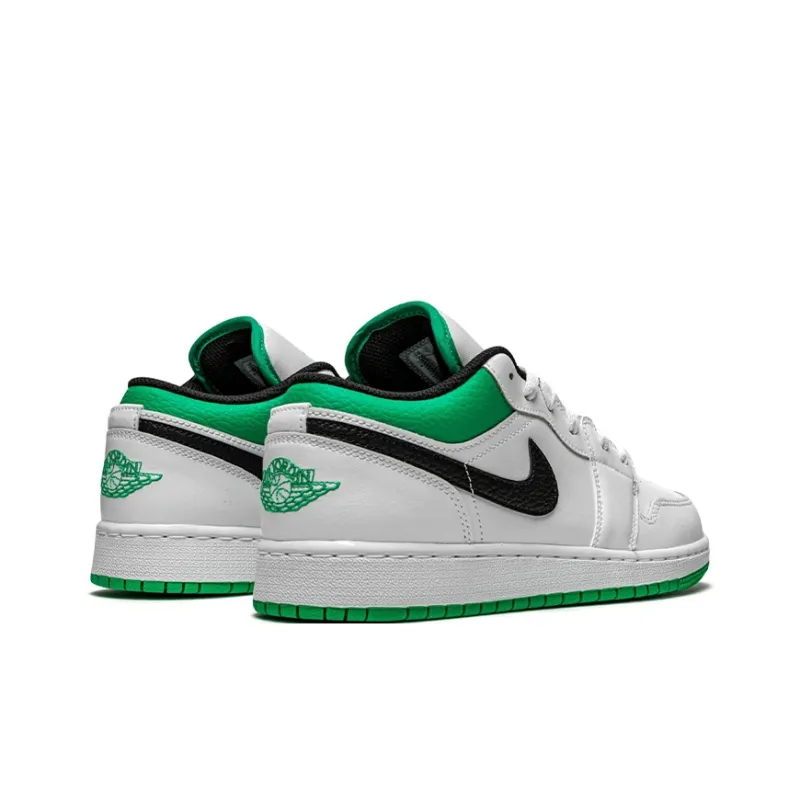 Jordan 1 Low White Lucky Green Tumbled Leather GS-2