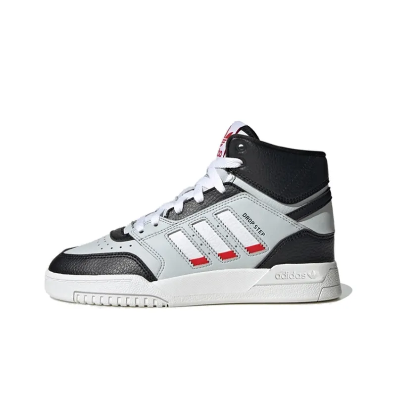 Adidas Originals Drop Step Abrasion Resistant High Top Kids' Skateboarding Shoes Gray Black Teenagers-0