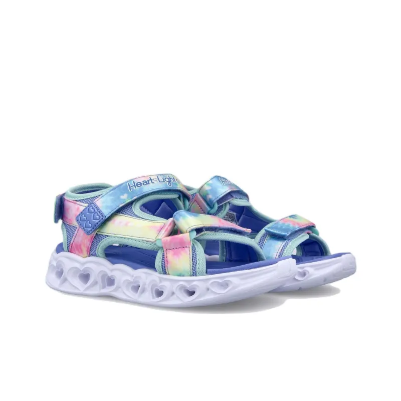 Skechers Heart Lights Sandals Anti Slip Wear Resistant Children's Sandals Blue Multicolor Teenagers-3
