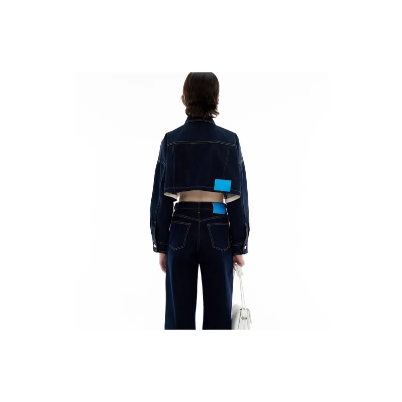 III VIVINIKO Denim Jacket Women's Navy Blue-1
