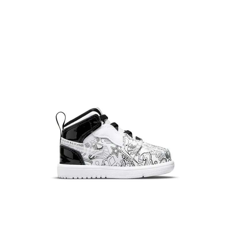 Jordan 1 Mid White Black Graffiti-1