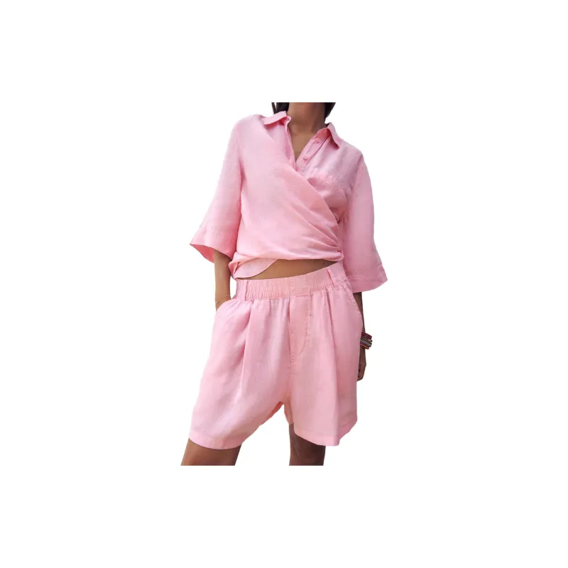 ZARA Casual Shorts Women's Rose Red-2