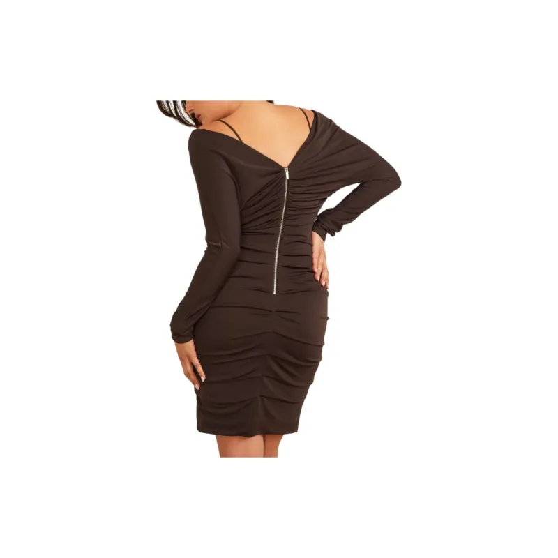 GUESS FW23 Long-Sleeved Dresses Women's Brown-1