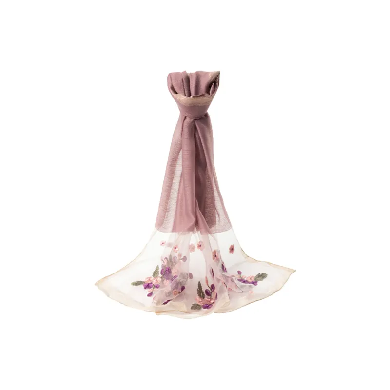 Shanghai Story Polyester Silk Scarves Women's Beaded Feather Fall-30