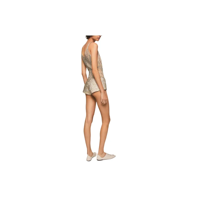 Stella McCartney Glass Bead-Embellished Bodysuit Bodysuits Women's Nude Beige-3