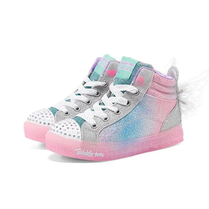 Skechers Shuffle Brights Mid-Top Kids' Skateboarding Shoes Pink Blue White Teenagers-2
