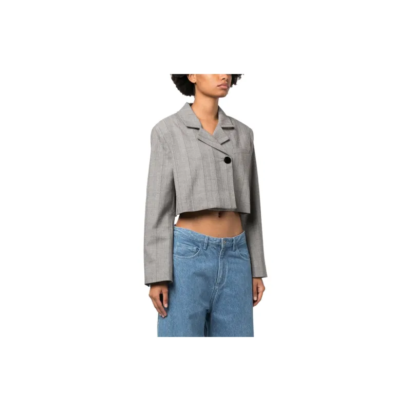 GANNI Cropped Herringbone Blazer-3