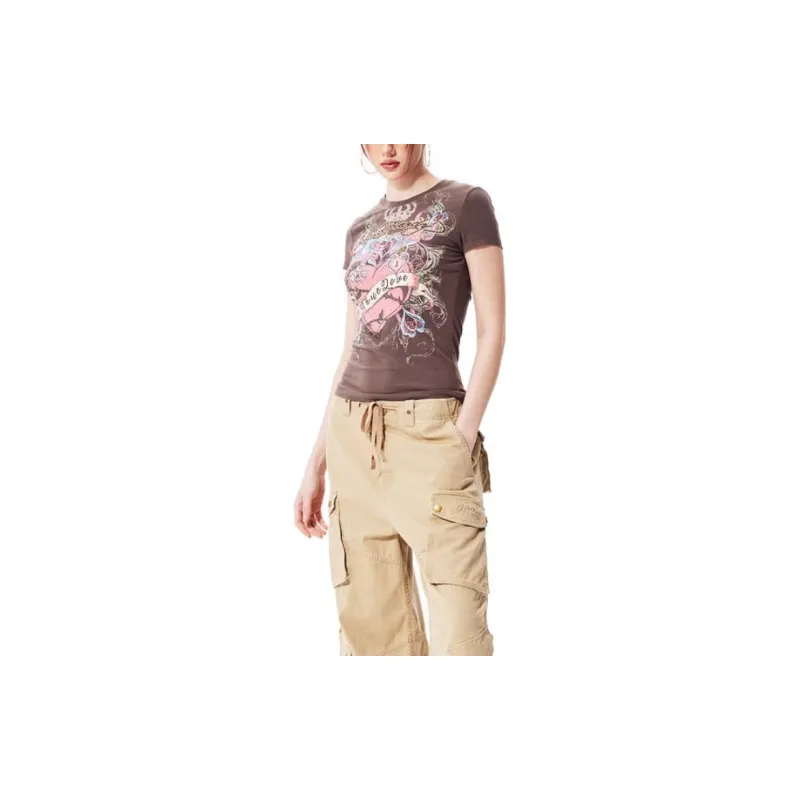 Ed Hardy T Shirts Women's Camel-6
